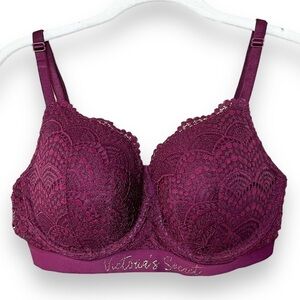 Victoria’s Secret T-shirt‎ Lightly Lined Demi Bra 34D maroon burgundy lace